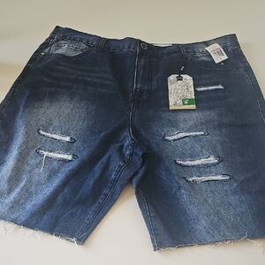 Men's Blue Distressed Denim Shorts